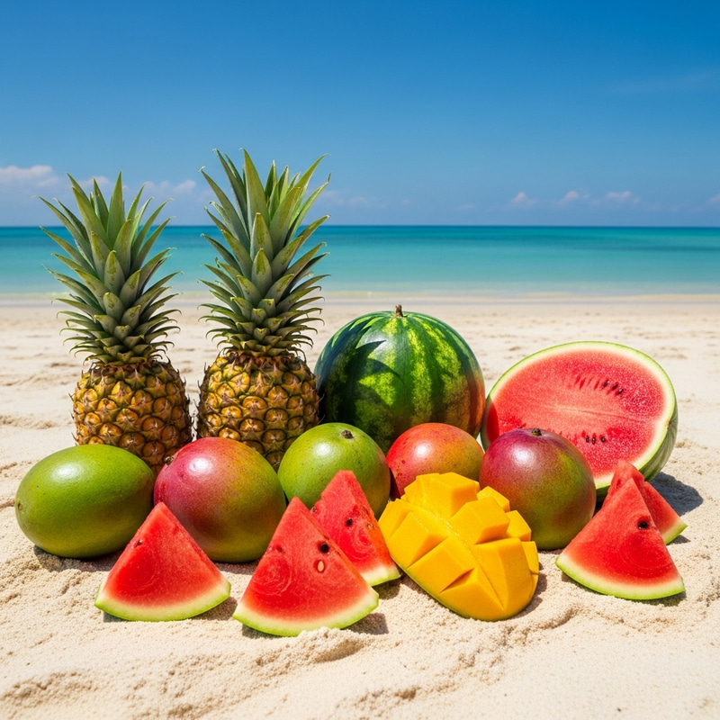 Tropical Beach Summer Fruits Paradise Tropical Beach Summer Fruits Paradise