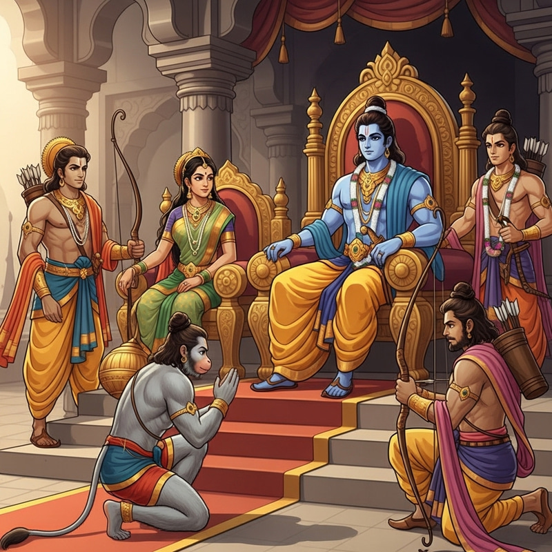 Rama's Darbar Art - Ancient Indian Court Scene Rama's Darbar Art - Ancient Indian Court Scene