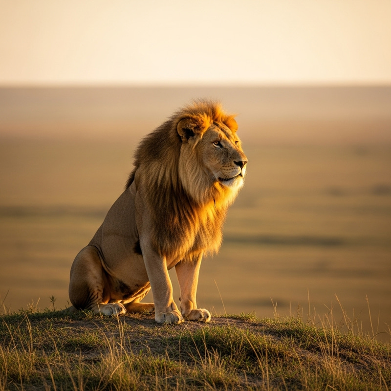 Majestic Lion King overlooking endless savannah - Leão Majestic Lion King overlooking endless savannah - Leão