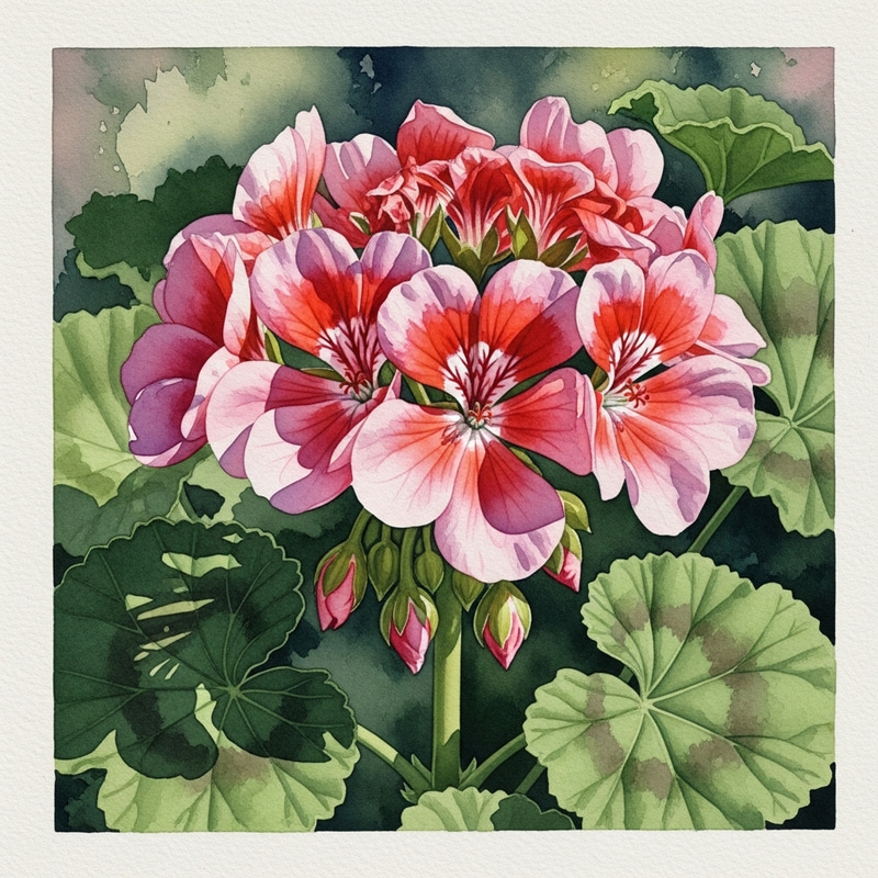 Stunning Watercolor Geranium Painting