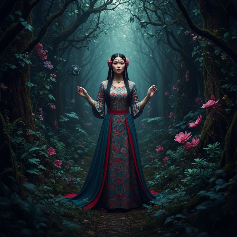 Enchanting Woman in Magical Forest - Klimt Style Masterpiece