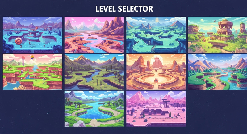 Vibrant Level Selector Map Inspired by Retro Games Vibrant Level Selector Map Inspired by Retro Games