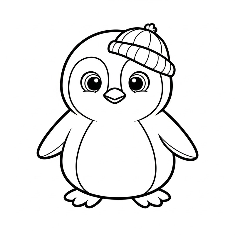 Cute Penguin Coloring Page for Kids