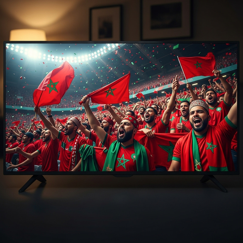 Moroccan Football Fans at Stadium on Haier TV Screen Moroccan Football Fans at Stadium on Haier TV Screen