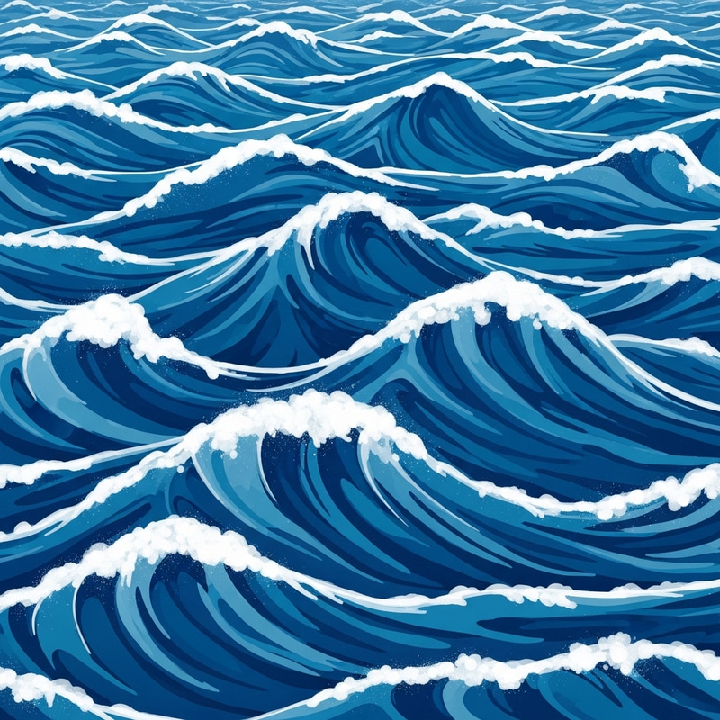 Ocean Waves Abstract Art | Swirling Blue Patterns & White-Capped Peaks