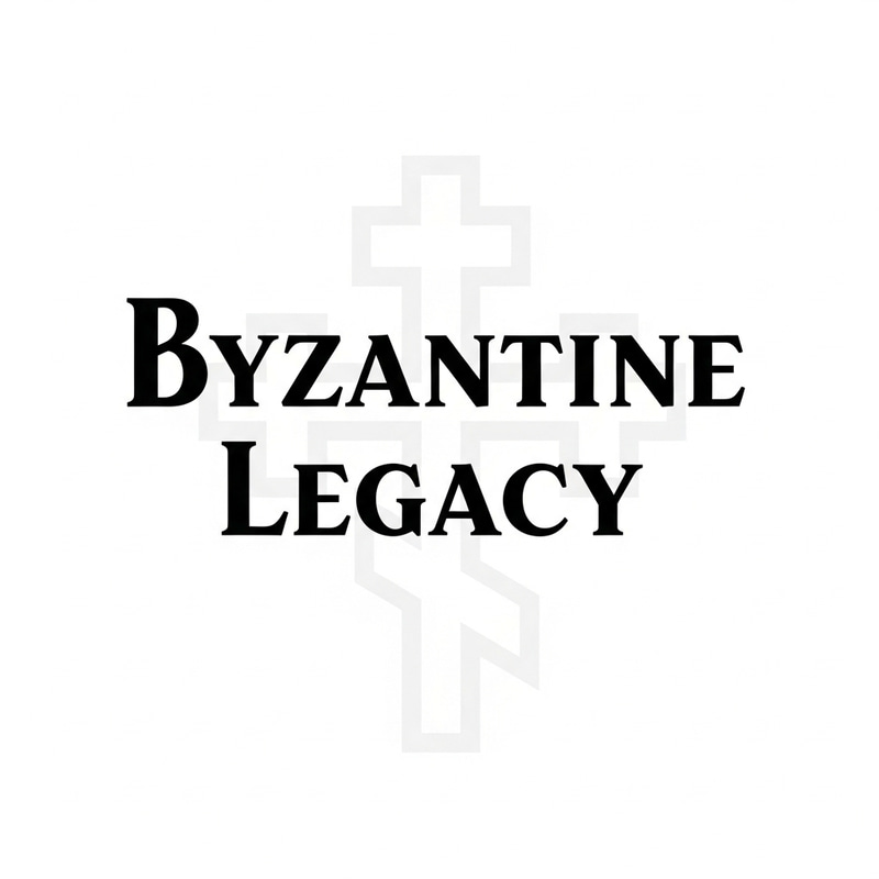 Byzantine Legacy Logo with Orthodox Cross on White Background Byzantine Legacy Logo with Orthodox Cross on White Background