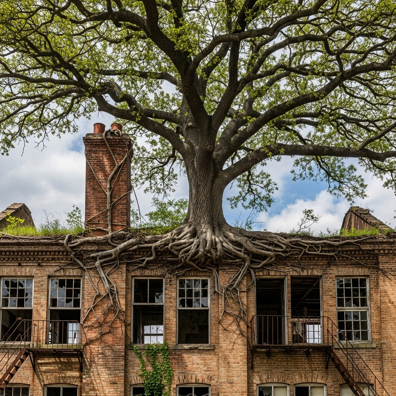 Tree on Top of a Building: Nature's Resilience Tree on Top of a Building: Nature's Resilience