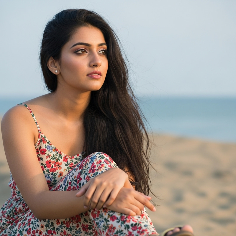 Attractive South Asian Woman Gazing Thoughtfully Attractive South Asian Woman Gazing Thoughtfully