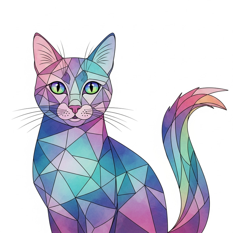 Abstract Cat Art: Geometric Shapes & Ethereal Colors Abstract Cat Art: Geometric Shapes & Ethereal Colors