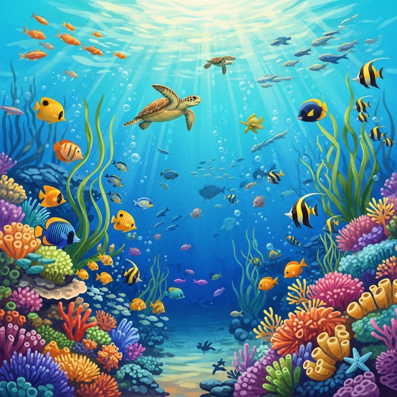 Joyful Underwater Scene | Colorful Marine Life Joyful Underwater Scene | Colorful Marine Life