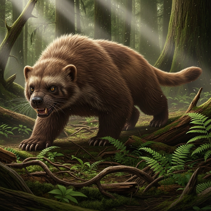 Malkin: Mysterious Brown-Furred Creature in Dense Forest Malkin: Mysterious Brown-Furred Creature in Dense Forest