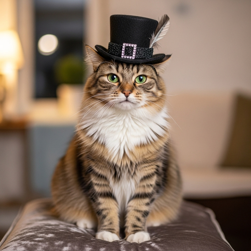 Cat with Hat - Cute Feline in Stylish Headwear Cat with Hat - Cute Feline in Stylish Headwear