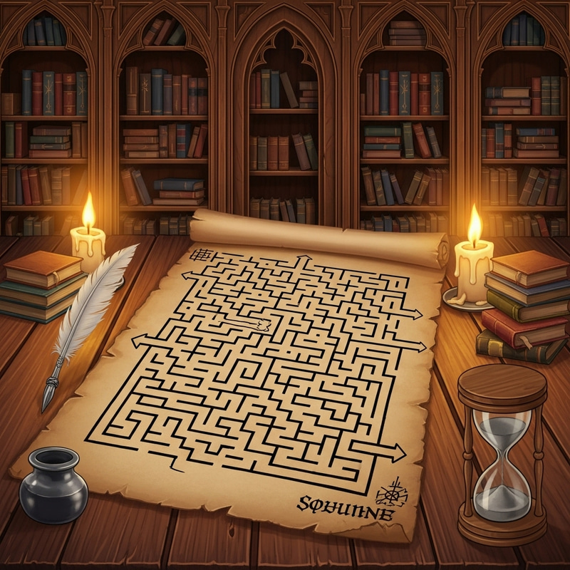 Intriguing Riddle: Enigmatic Gothic Library Maze Intriguing Riddle: Enigmatic Gothic Library Maze