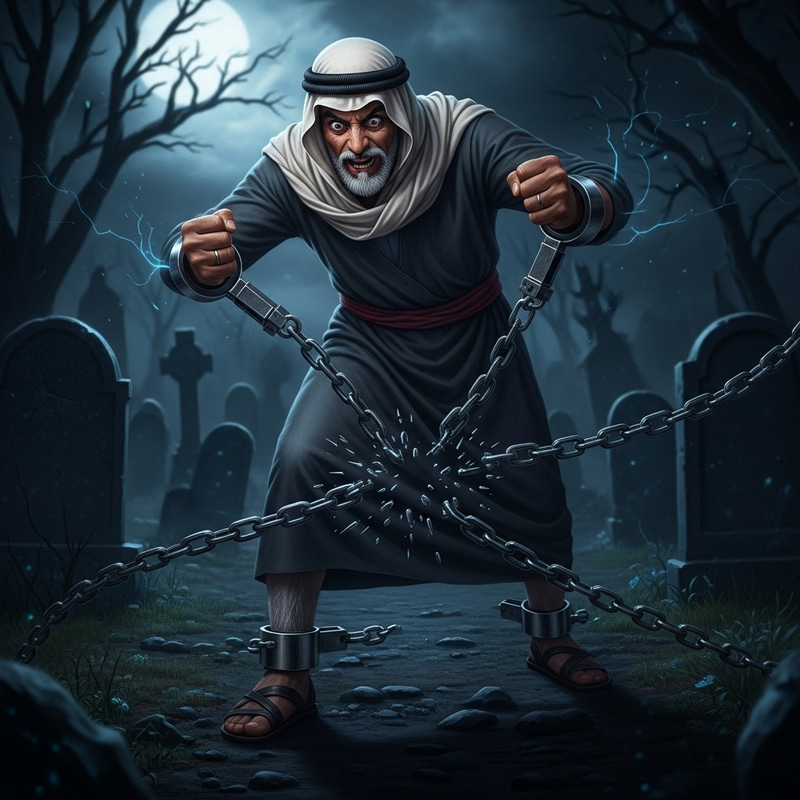 Gadarene Demoniac Breaking Chains in Graveyard Gadarene Demoniac Breaking Chains in Graveyard