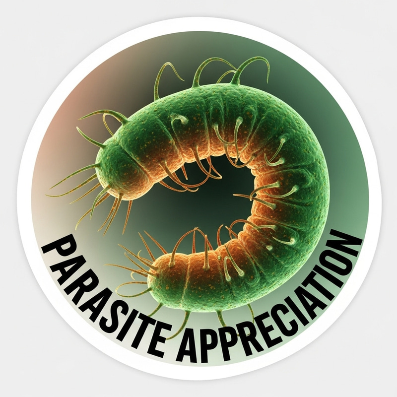 Detailed Parasite Sticker - Green & Orange Design Detailed Parasite Sticker - Green & Orange Design