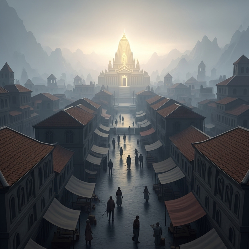 Santal Enshrouded in Fog: Remnants of Light Forces' Captivated Cityscape