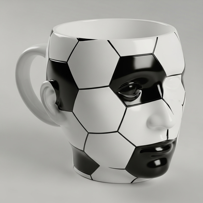 Football Head Cup Design | Unique Cup Shape Football Head Cup Design | Unique Cup Shape