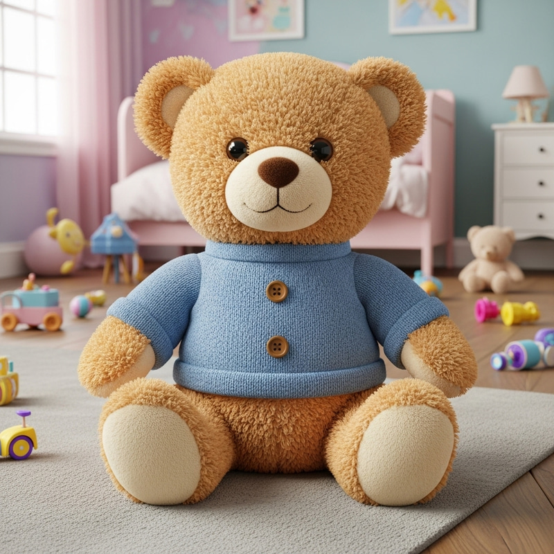 Detailed Light Brown Teddy Bear | Cuddly Plush Toy Imagery