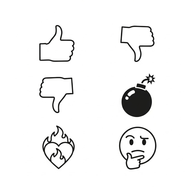 Modern Minimalist Style Emojis: 👍👎💣💖😕 Modern Minimalist Style Emojis: 👍👎💣💖😕