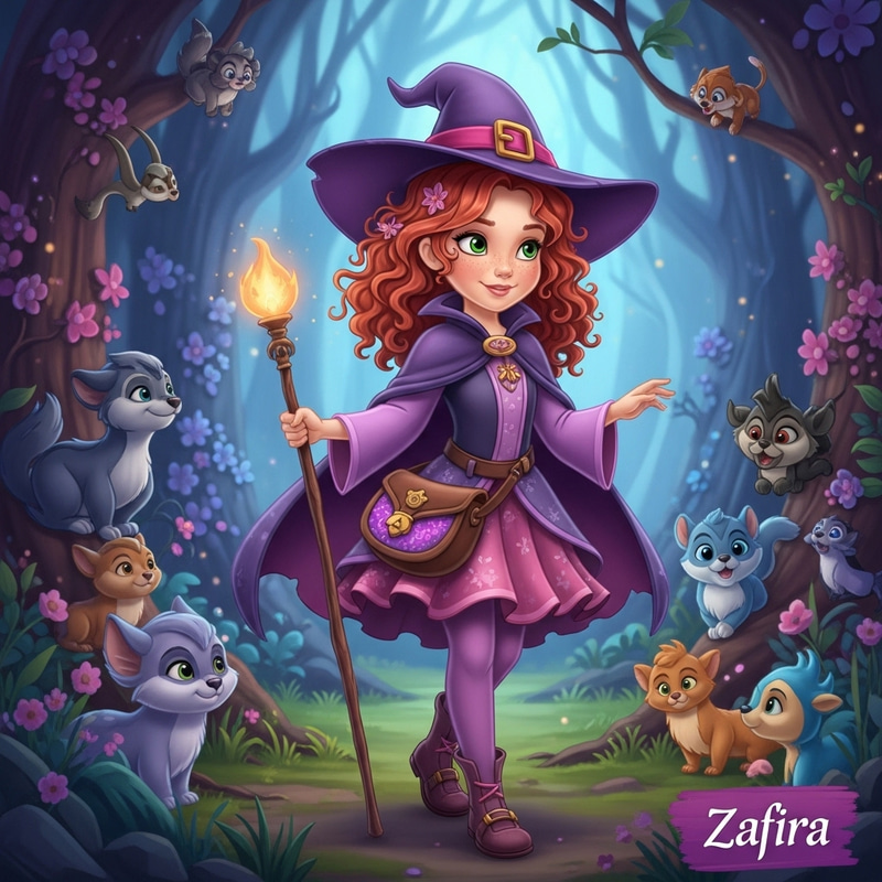 Zafira - Enchanted Forest Witch Art | Vibrant Fairytale Illustration Zafira - Enchanted Forest Witch Art | Vibrant Fairytale Illustration