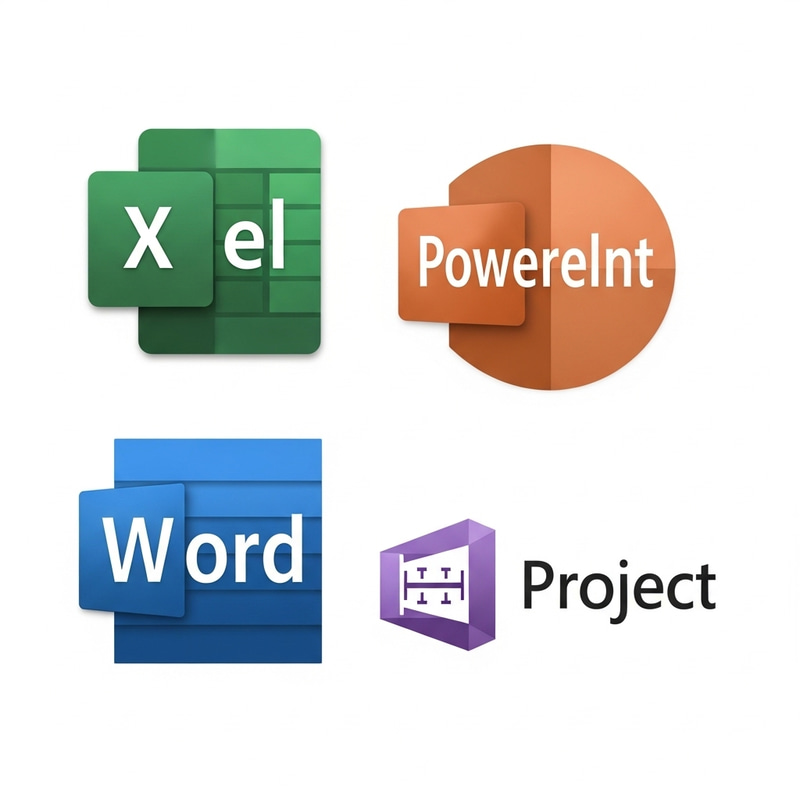 Productivity Software Logos: Excel, PowerPoint, Word & More