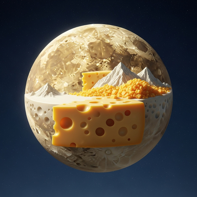 Hyper-Realistic Cheese Moon: Swiss, Cream Cheese, Cheddar | Create a Hiperrealistic Moon of Cheese