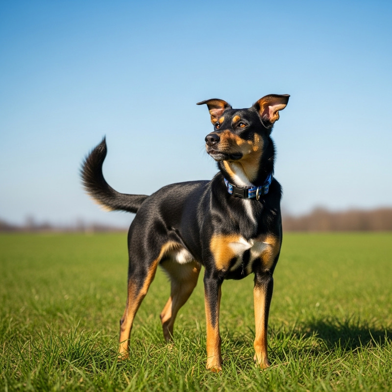Energetic Dog in Lush Green Field Energetic Dog in Lush Green Field