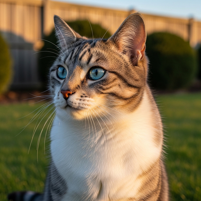 Beautiful Domestic Shorthair Cat with Sapphire Blue Eyes Beautiful Domestic Shorthair Cat with Sapphire Blue Eyes