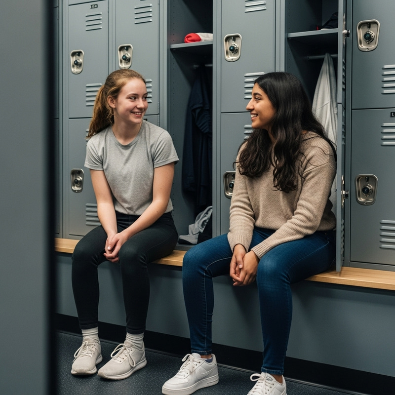 Candid Coming-of-Age Moments: Vibrant Locker Room Scene