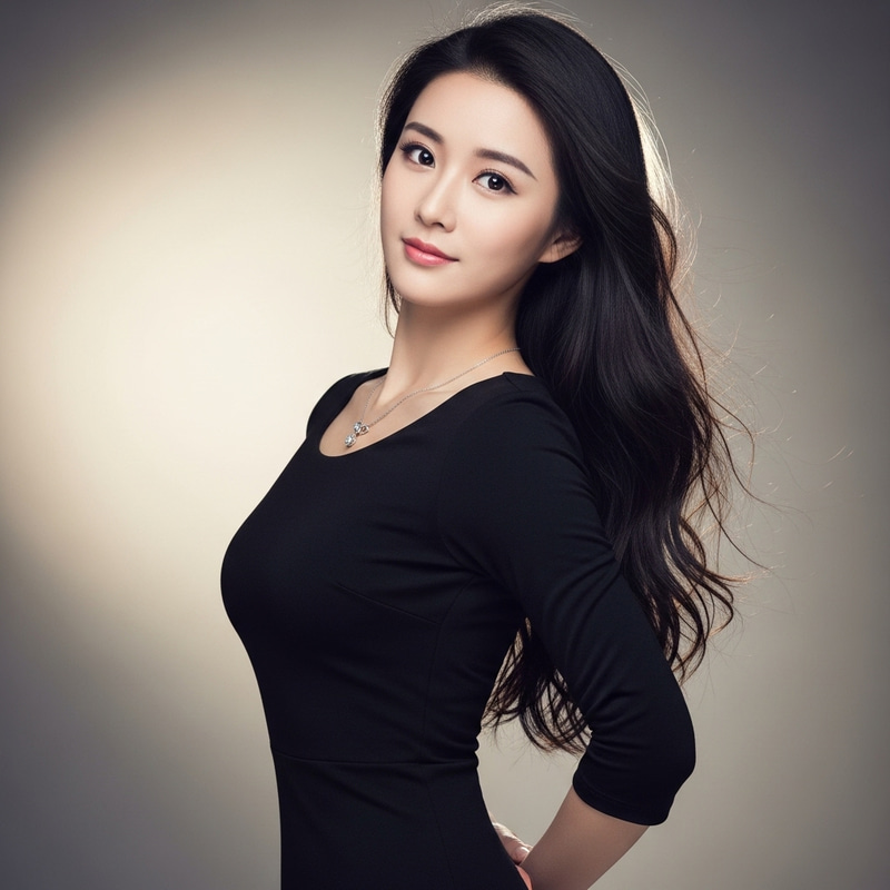 Elegant Chinese Woman with Long Flowing Hair and Captivating Eyes Elegant Chinese Woman with Long Flowing Hair and Captivating Eyes