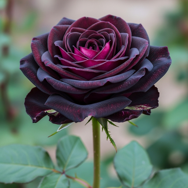 Dark Rose in Full Bloom - Velvety Petals, Mysterious Beauty