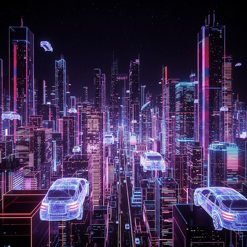 Abstract Futuristic City Skyline in Neon Lights Abstract Futuristic City Skyline in Neon Lights