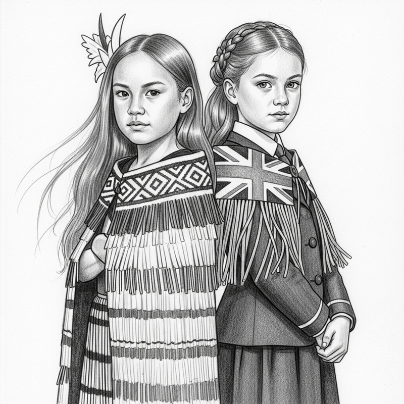 Empowering Maori and British Girls Sketch Empowering Maori and British Girls Sketch