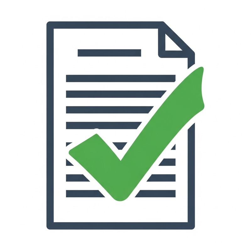 Professional Green Check Mark Document Completion Icon Professional Green Check Mark Document Completion Icon