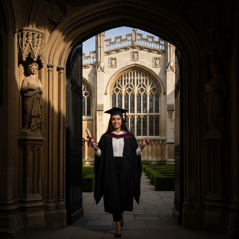 Cambridge University Graduation: Proud Middle-Eastern Woman Cambridge University Graduation: Proud Middle-Eastern Woman