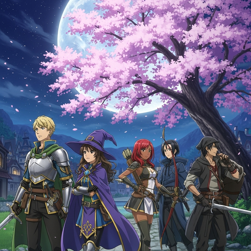 Explore an Enchanting Anime Landscape at Night