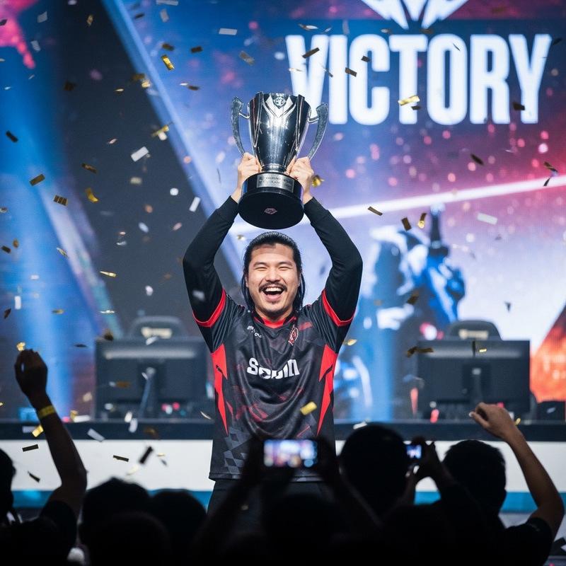 E-Sport Champion Celebrates Victory with Style