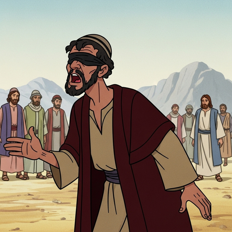 Bartimaeus in Traditional Jewish Attire Speaking Aloud - Biblically Inspired Image Bartimaeus in Traditional Jewish Attire Speaking Aloud - Biblically Inspired Image