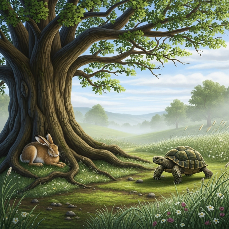 Tranquil Hare Resting under Tree | Surprising Tortoise Sprinting