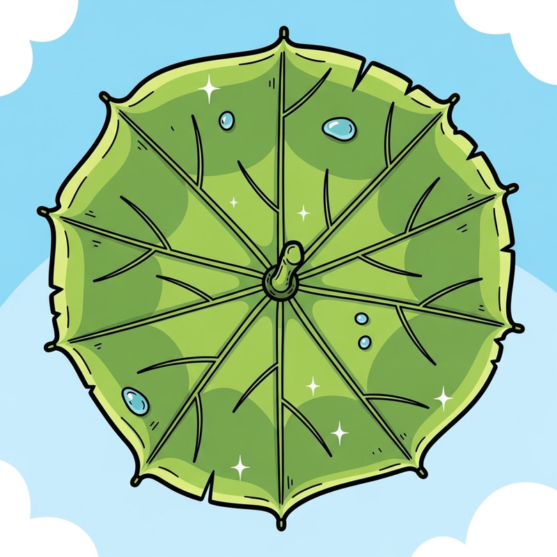 Cartoon Umbrella Leaf – Top View Illustration Cartoon Umbrella Leaf – Top View Illustration