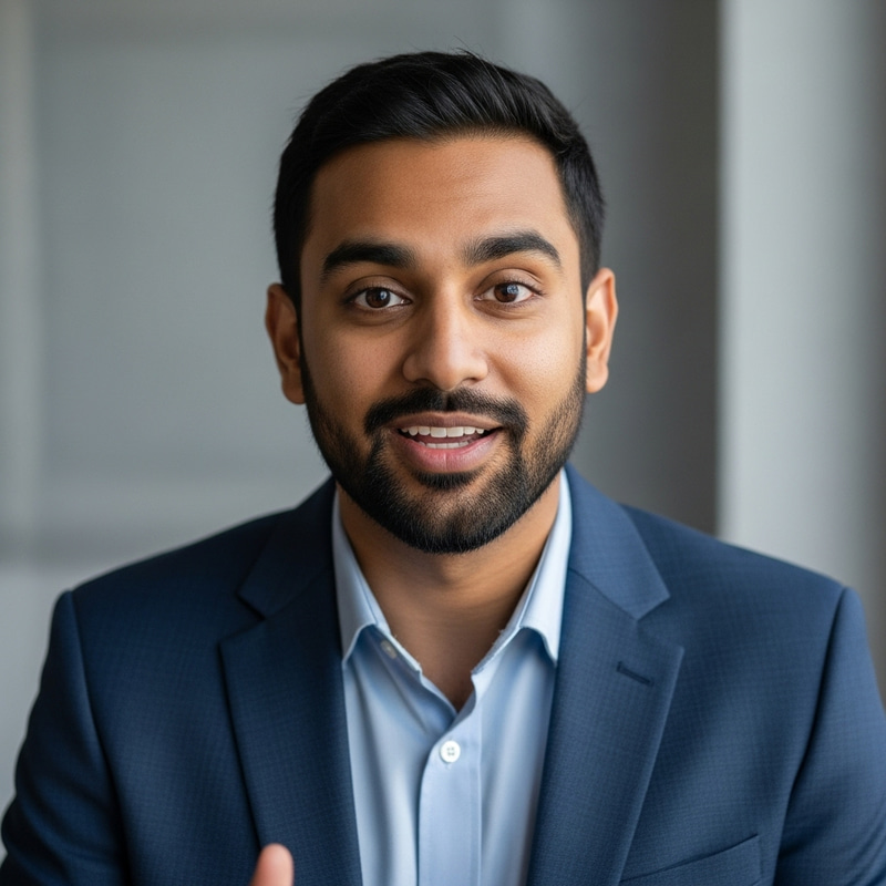 Engaging South Asian Man Speaking to Camera