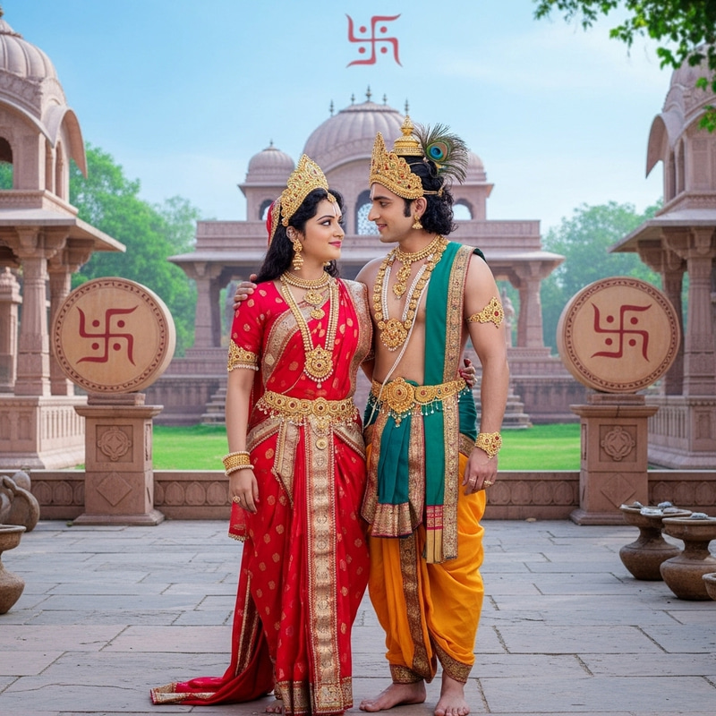 Divine Indian Couple in Traditional Attire | Mythological Love Story | Enchanting Scene