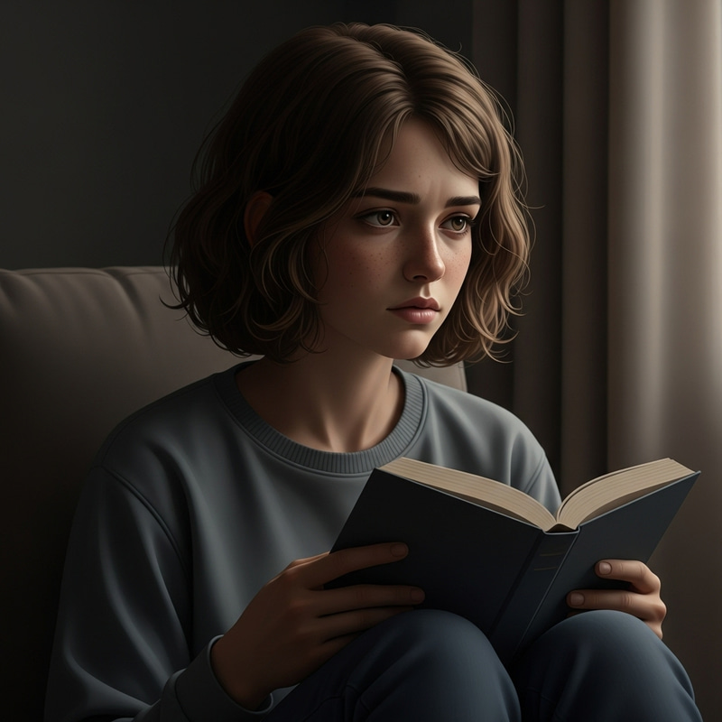 Lonely Girl in Deep Reflection: Inner Battle Imagery Lonely Girl in Deep Reflection: Inner Battle Imagery