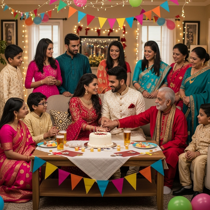 Indian Couple's Wedding Anniversary Celebration with Family & Friends