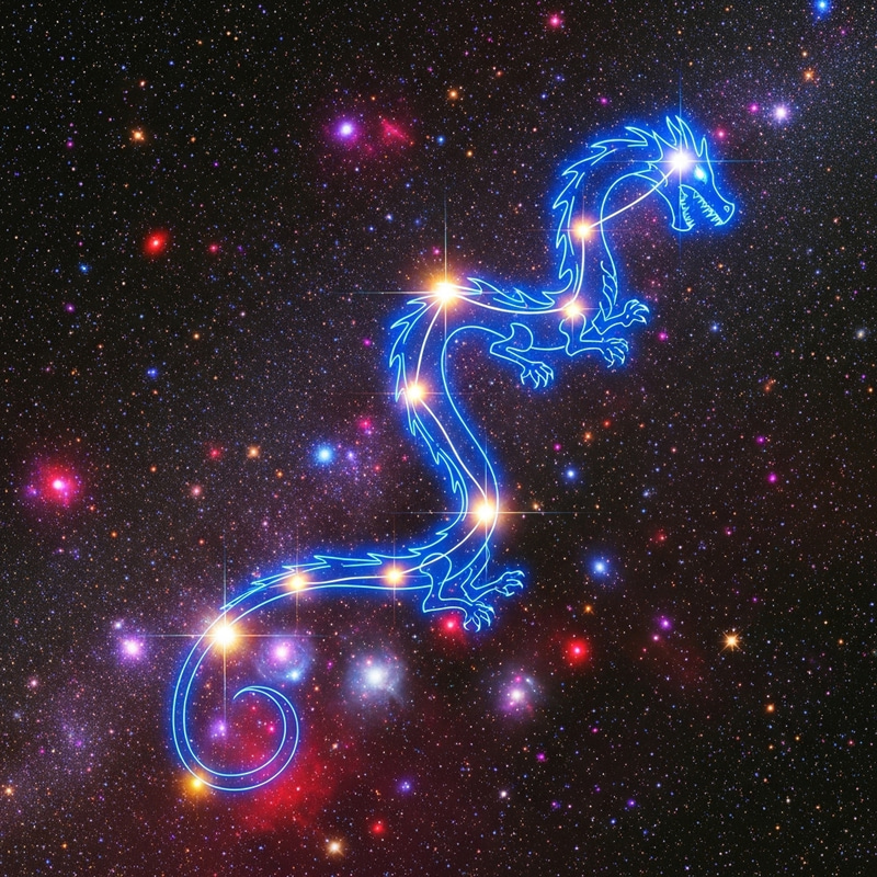 Majestic Dragon Constellation with Cosmic Stars Majestic Dragon Constellation with Cosmic Stars