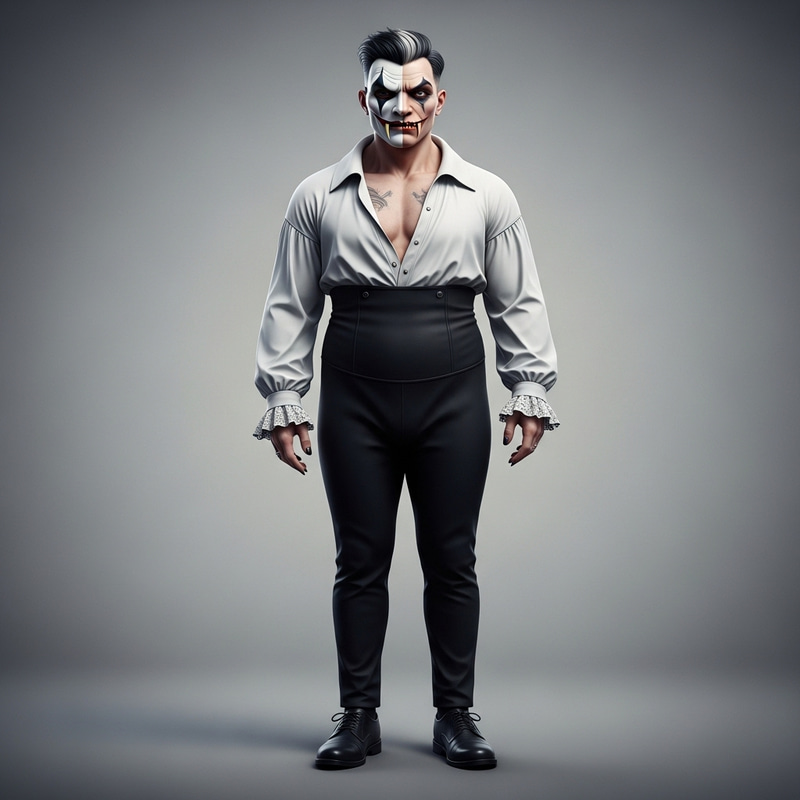 Imposing Split-Face Character: Enigmatic Man in Victorian Attire