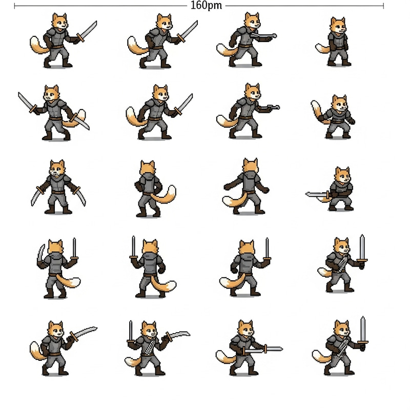 Furry Dungeons and Dragons Pixel Art Character Sprite Sheet Furry Dungeons and Dragons Pixel Art Character Sprite Sheet