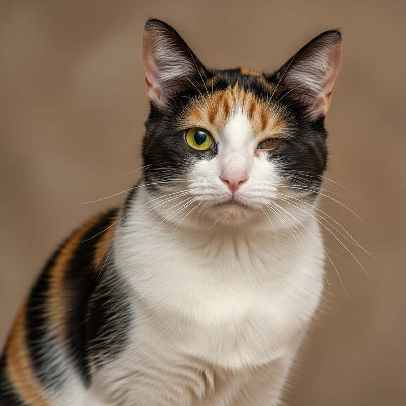 Gentle Female Calico Cat with One Eye: Heartwarming Beauty Gentle Female Calico Cat with One Eye: Heartwarming Beauty
