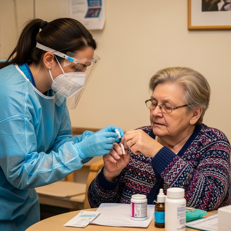 European Care Worker Assists British Woman with Medication | Connection & Trust European Care Worker Assists British Woman with Medication | Connection & Trust