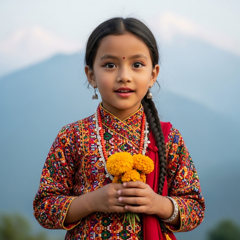 Beautiful Nepali Girl in Traditional Kurta Suruwal